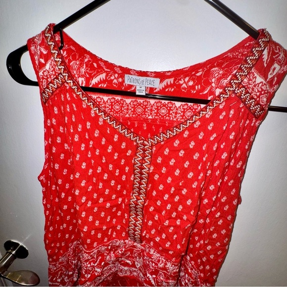 Patrons of Peace Red Patterned Tank Top - Picture 3 of 5
